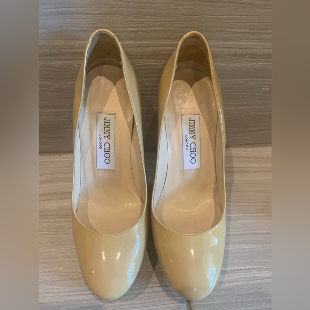 Jimmy Choo Nude Patent Leather Pumps